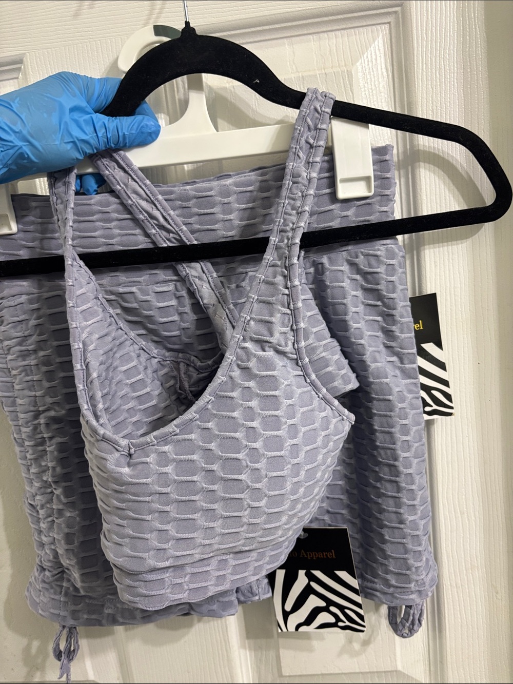 Soho Lilac Textured Racerback Sports Bra & Shorts